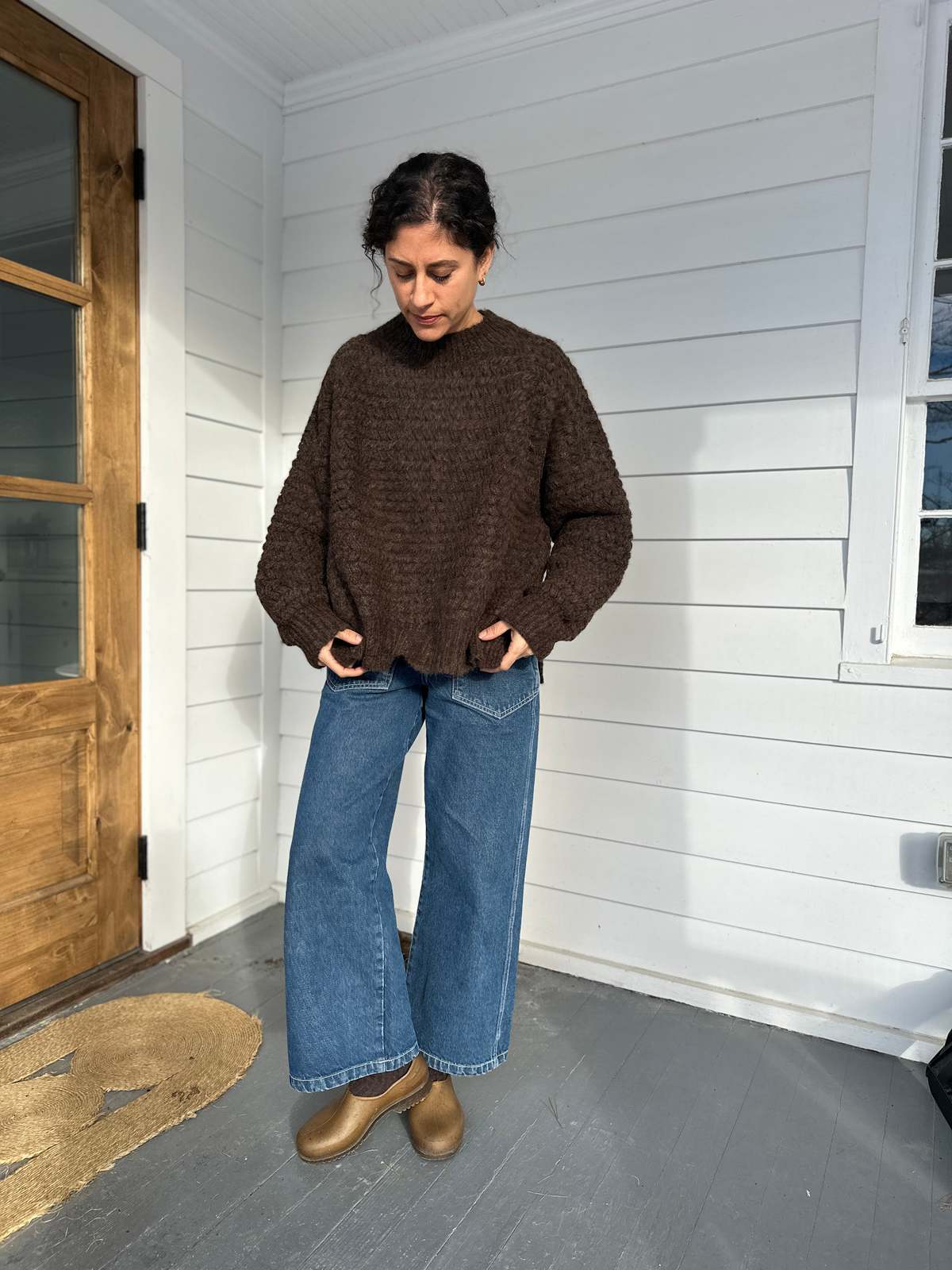 DAĒZA Zigzag Crewneck Sweater - Chocolate - Image 2 of 5
