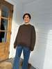 DAĒZA Zigzag Crewneck Sweater - Chocolate - Thumbnail 4