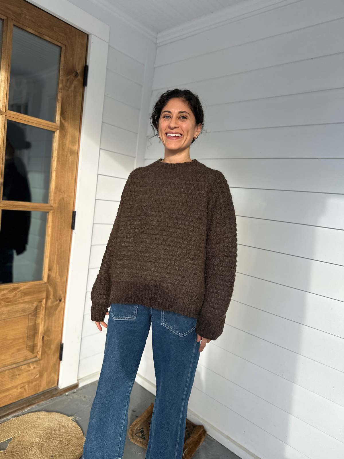 DAĒZA Zigzag Crewneck Sweater - Chocolate - Image 4 of 5