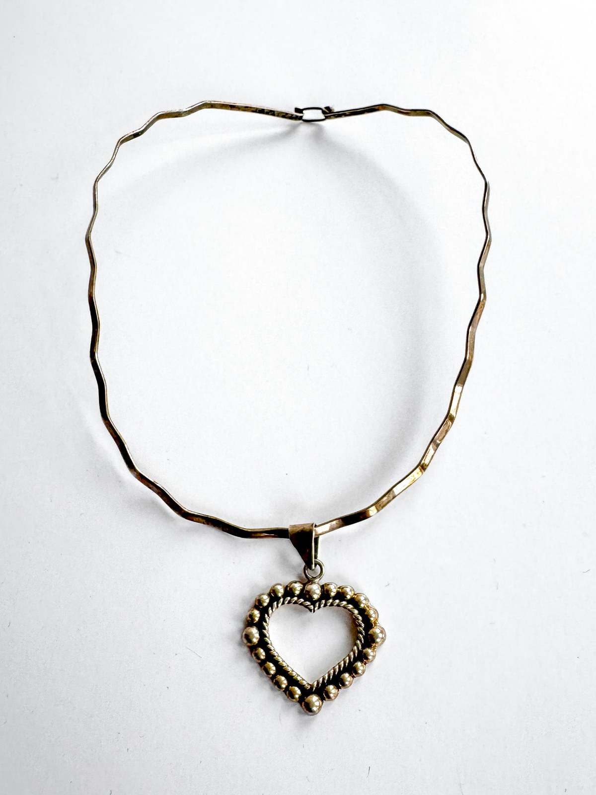 Vintage Deco Open Heart Necklace - Silver - Image 2 of 4