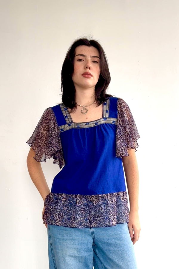 Vintage Anna Sui Butterfly Sleeve Top