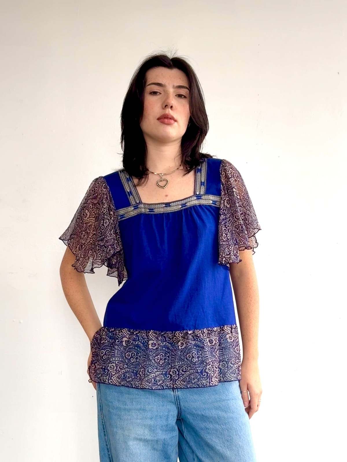 Vintage Anna Sui Butterfly Sleeve Top - Image 1 of 5