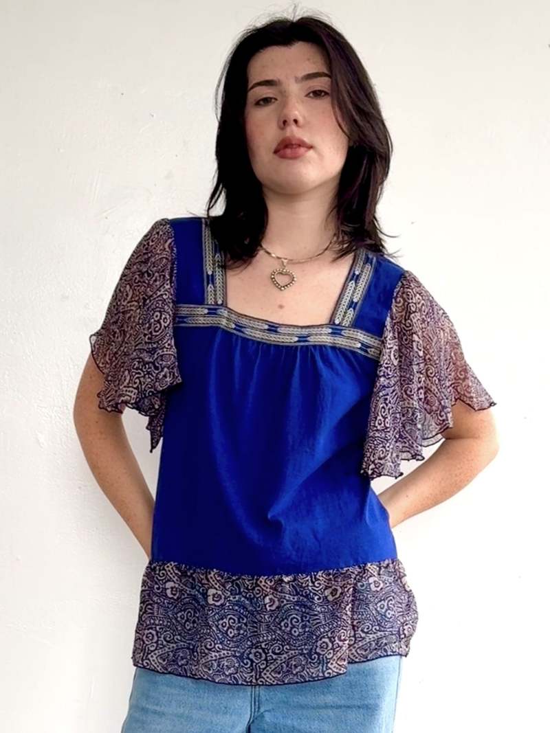 Vintage Anna Sui Butterfly Sleeve Top