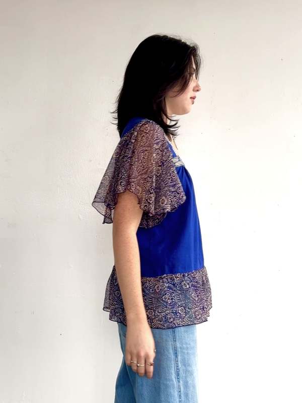 Vintage Anna Sui Butterfly Sleeve Top