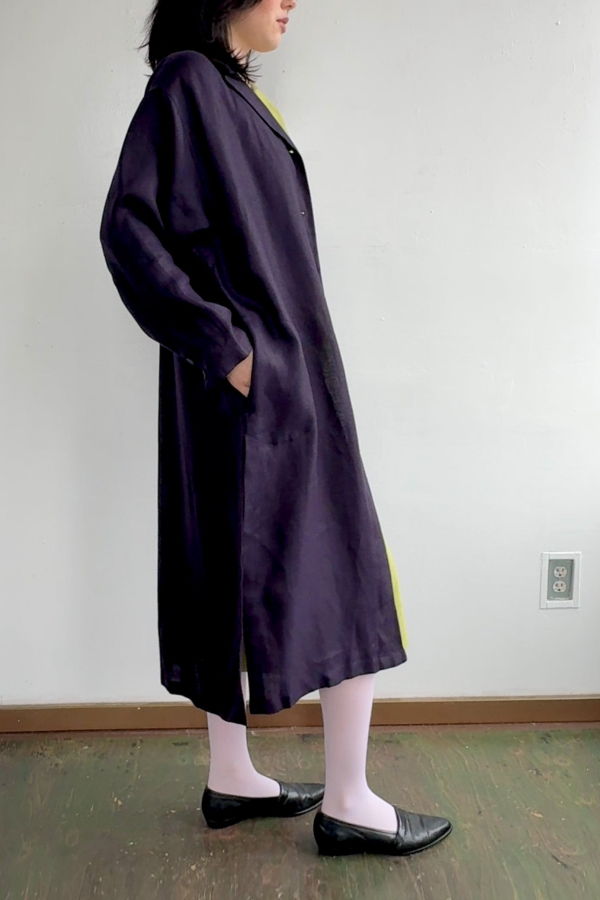 Vintage Kenzo Linen Duster Jacket - Navy