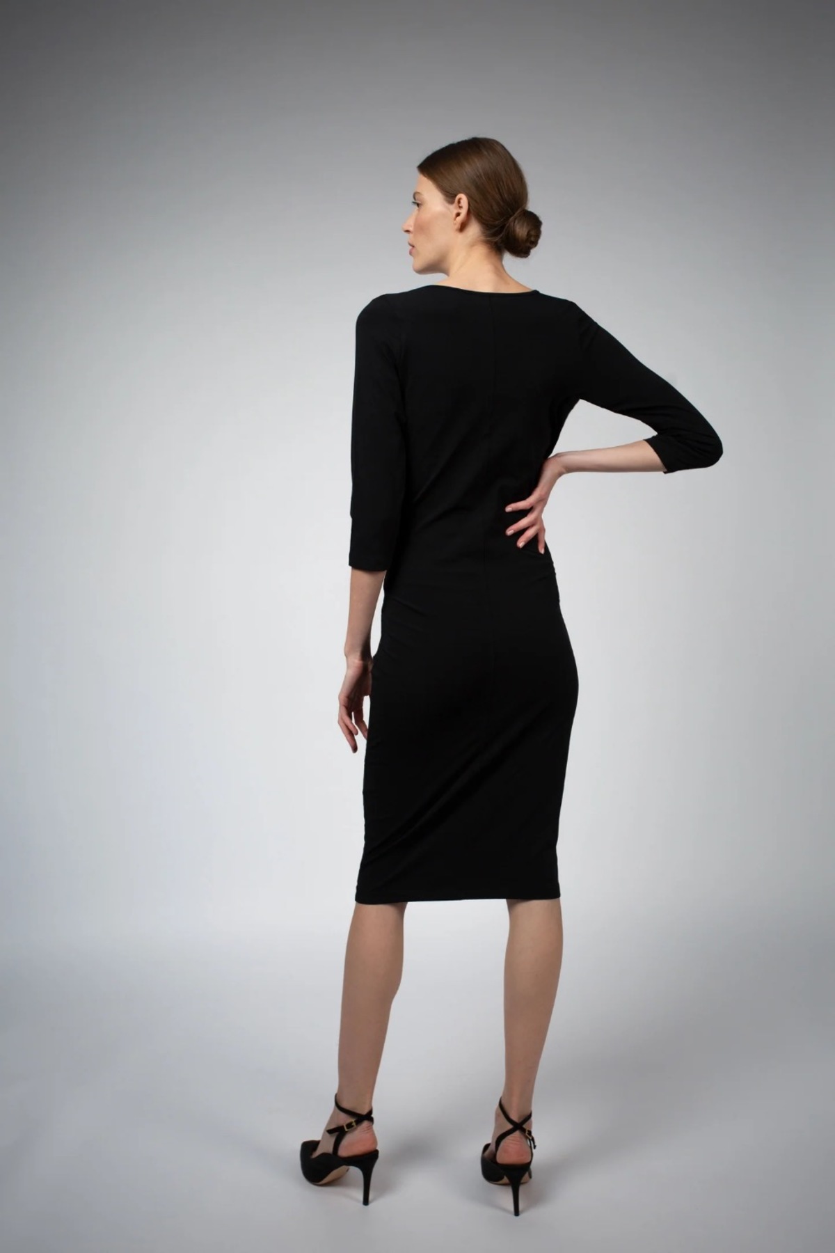 Santicler Kiara Organic Cotton V-Neck Dress - Black - Image 2 of 3