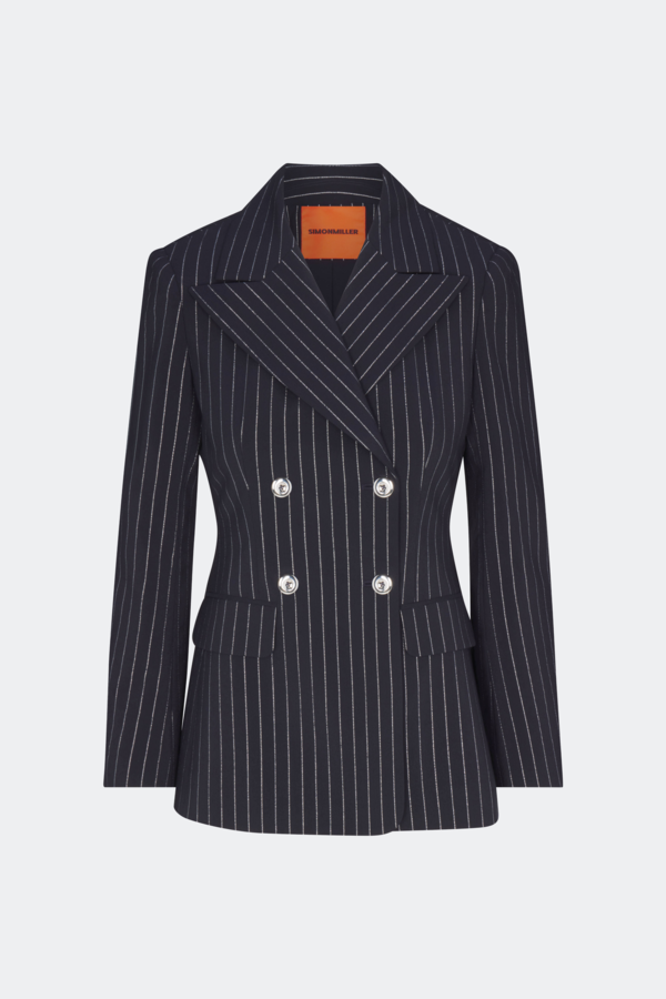 Simon Miller Anouk Pinstripe Blazer - Navy Metallic Pinstripe