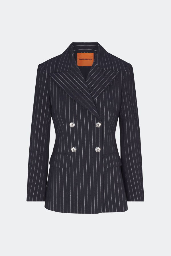 Simon Miller Anouk Pinstripe Blazer - Navy Metallic Pinstripe