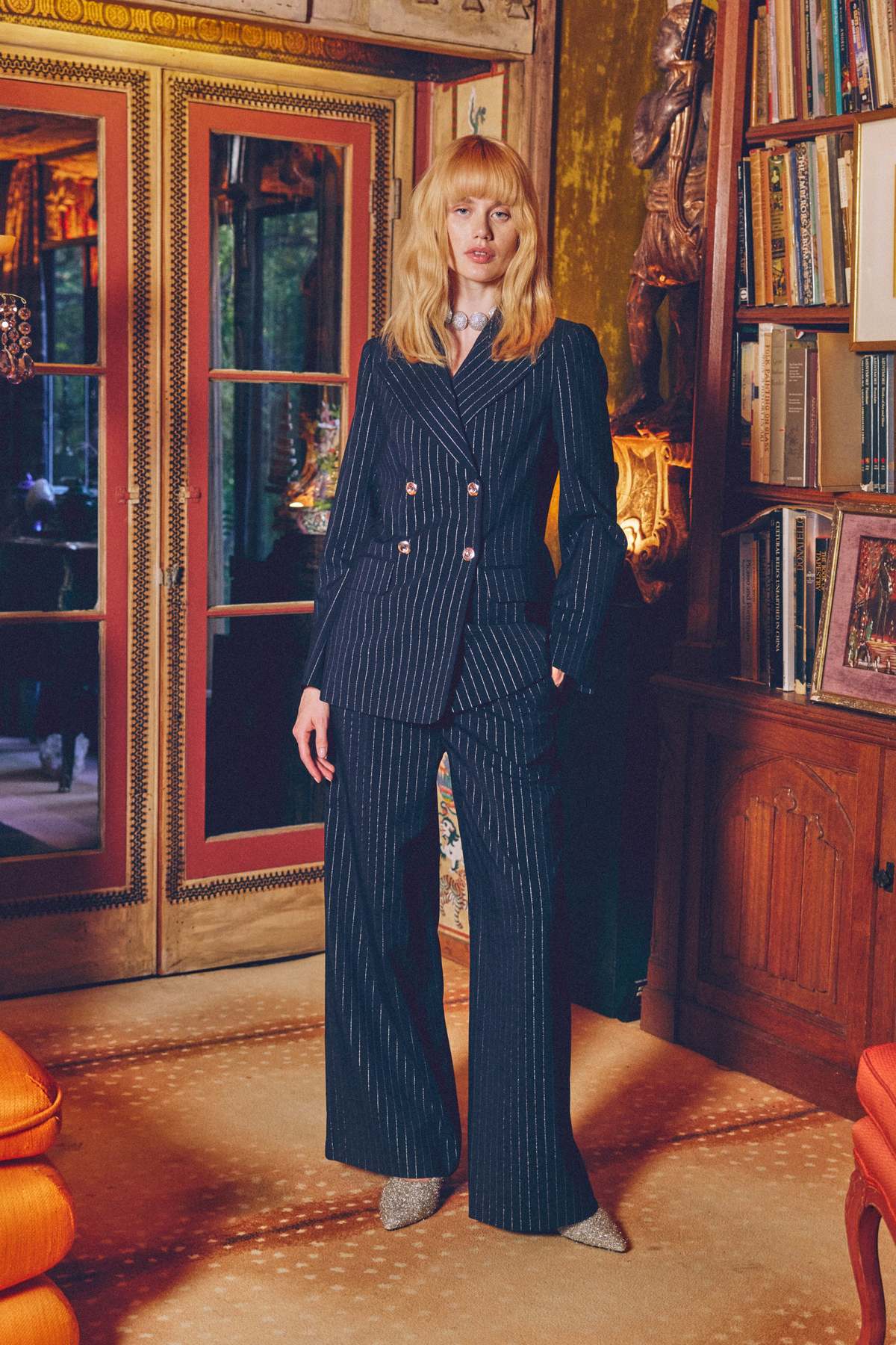 Simon Miller Anouk Pinstripe Blazer - Navy Metallic Pinstripe - Image 3 of 3