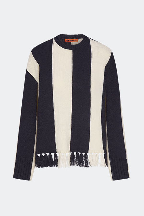 Simon Miller Faye Tassel Sweater - Navy/Cream