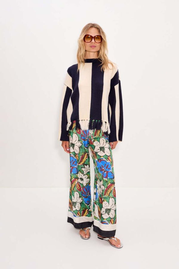 Simon Miller Faye Tassel Sweater - Navy/Cream