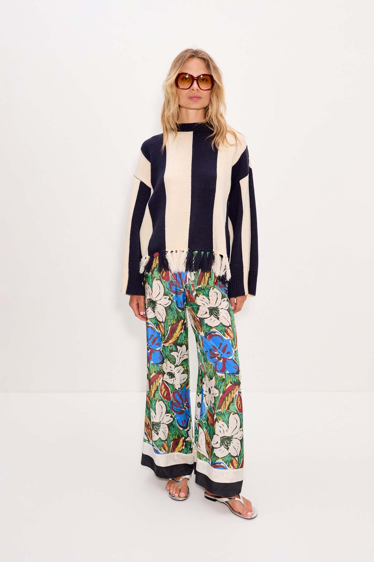 Simon Miller Faye Tassel Sweater - Navy/Cream - Image 2 of 5