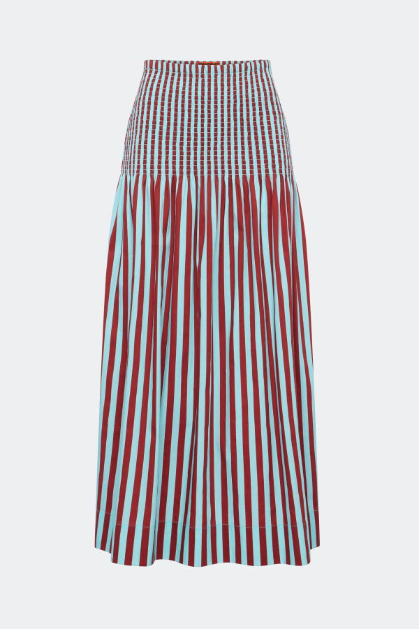 Simon Miller Flor Poplin Skirt - Salted Blue/Crimson