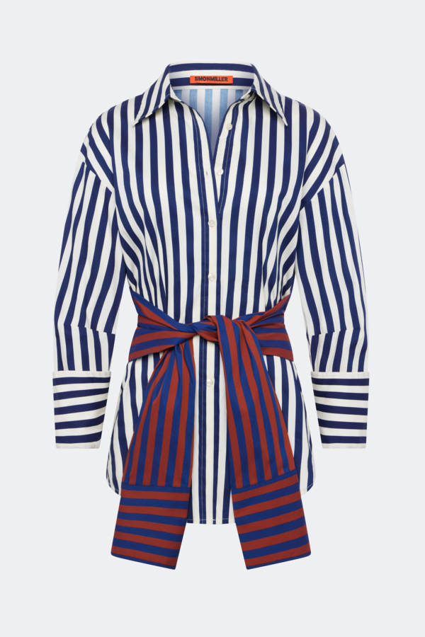 Simon Miller Inna Poplin Top - Navy Stripe Multi