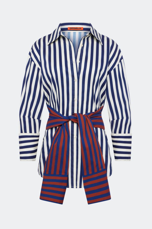 Simon Miller Inna Poplin Top - Navy Stripe Multi
