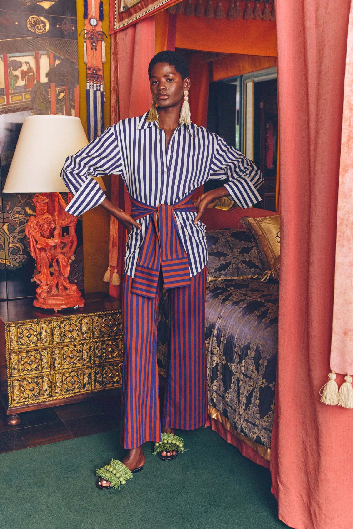 Simon Miller Inna Poplin Top - Navy Stripe Multi - Image 2 of 4