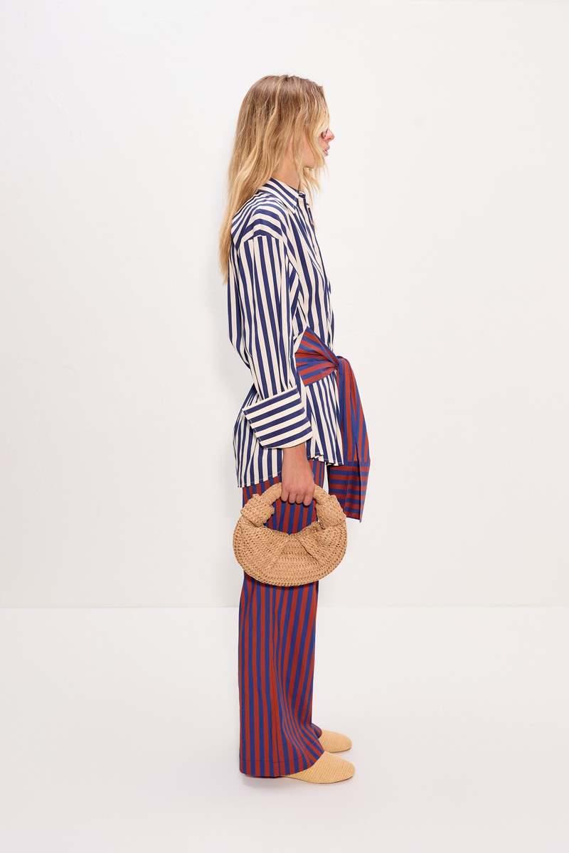 Simon Miller Inna Poplin Top - Navy Stripe Multi