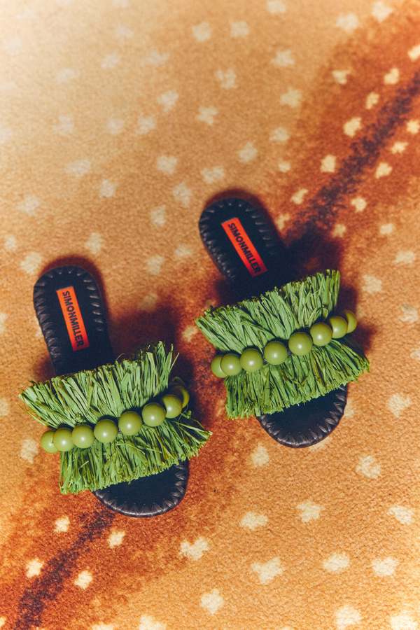 Simon Miller Island Fringe Salerno Sandal - Moss Green/Black