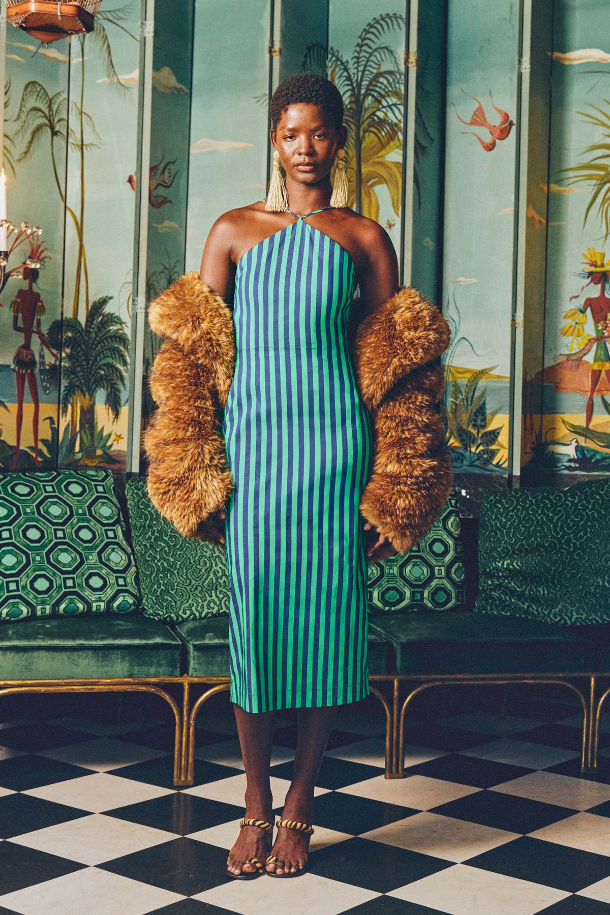 Simon Miller Kit Poplin Dress - Navy/Grass Green - Image 1 of 7