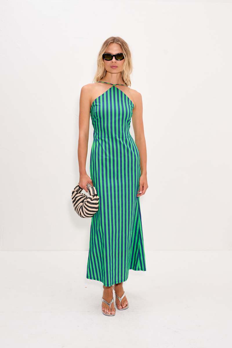 Simon Miller Kit Poplin Dress - Navy/Grass Green