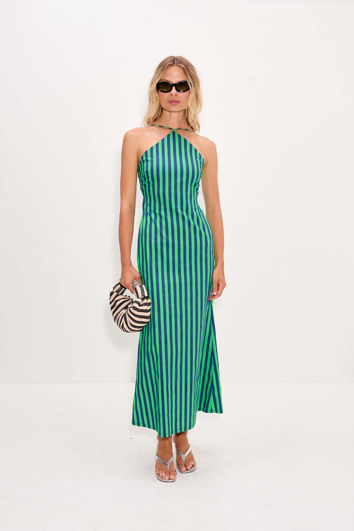 Simon Miller Kit Poplin Dress - Navy/Grass Green - Image 4 of 7