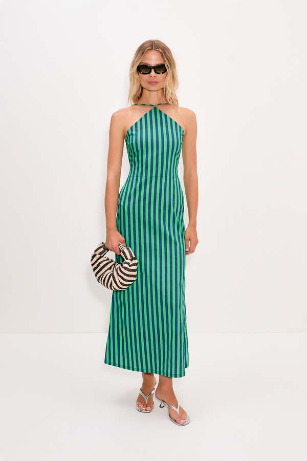 Simon Miller Kit Poplin Dress - Navy/Grass Green