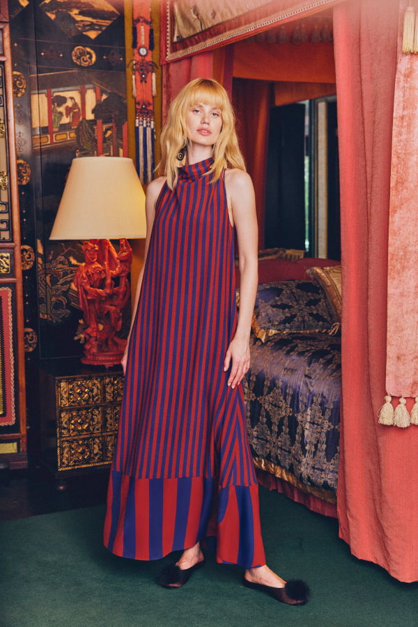 Simon Miller Mona Crepe Dress - Navy/Henna