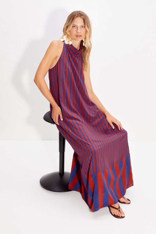 Simon Miller Mona Crepe Dress - Navy/Henna