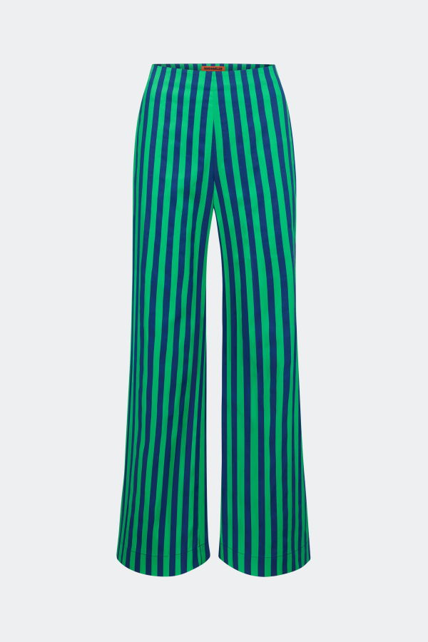 Simon Miller Pia Poplin Pant - Navy/Grass Green