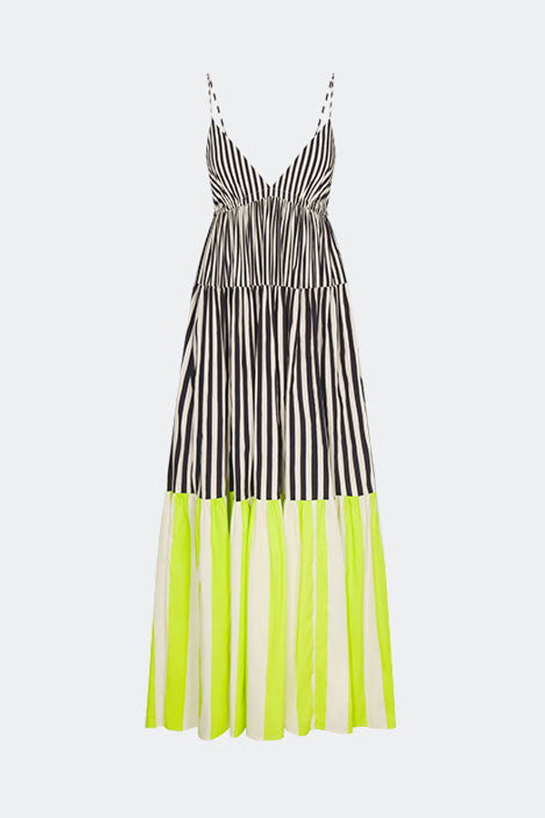 Simon Miller Romi Poplin Dress - Black/Cream/Lime Multi