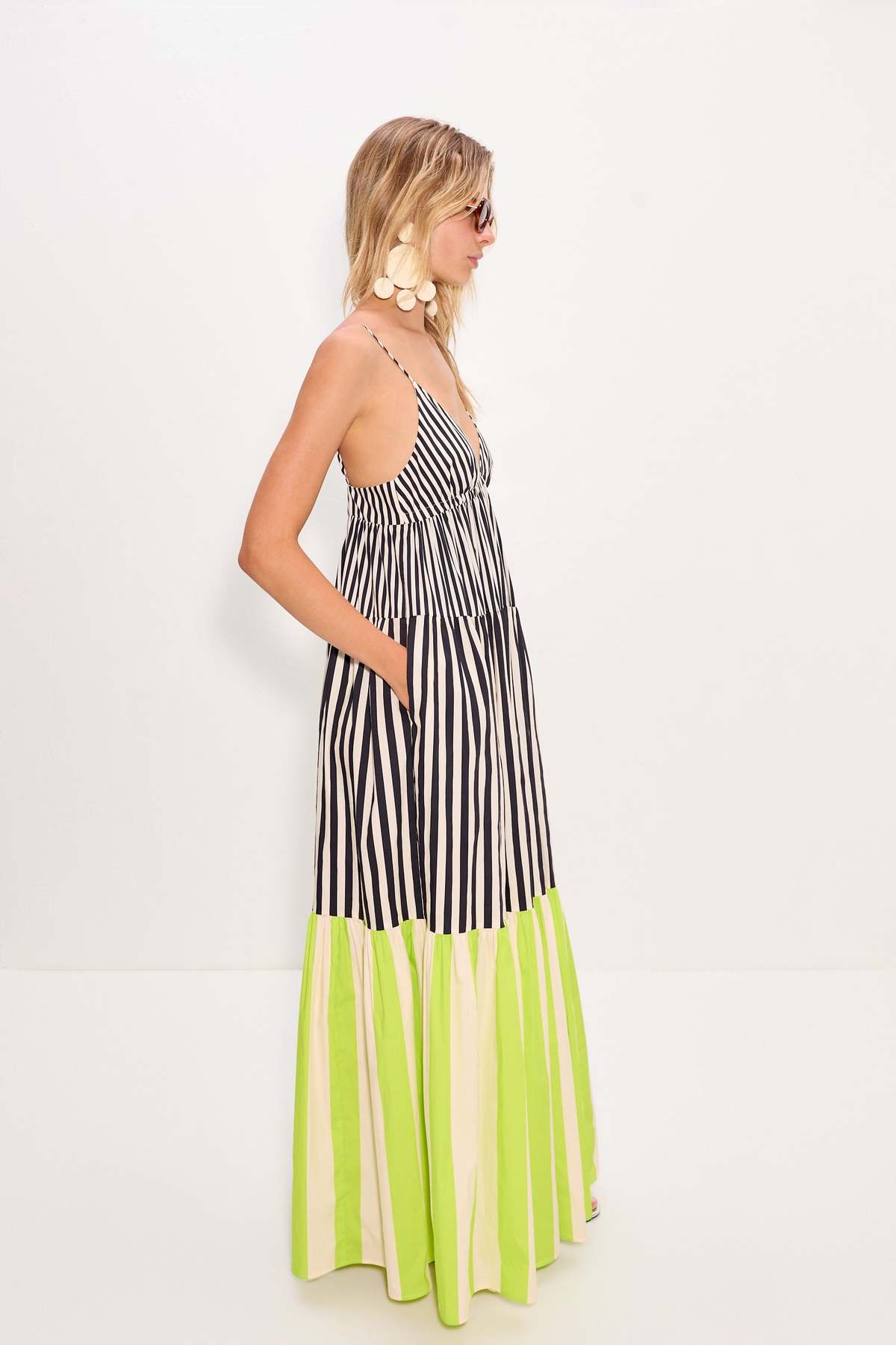 Simon Miller Romi Poplin Dress - Black/Cream/Lime Multi | Garmentory Simon Miller Romi Poplin Dress - Black/Cream/Lime Multi | Garmentory