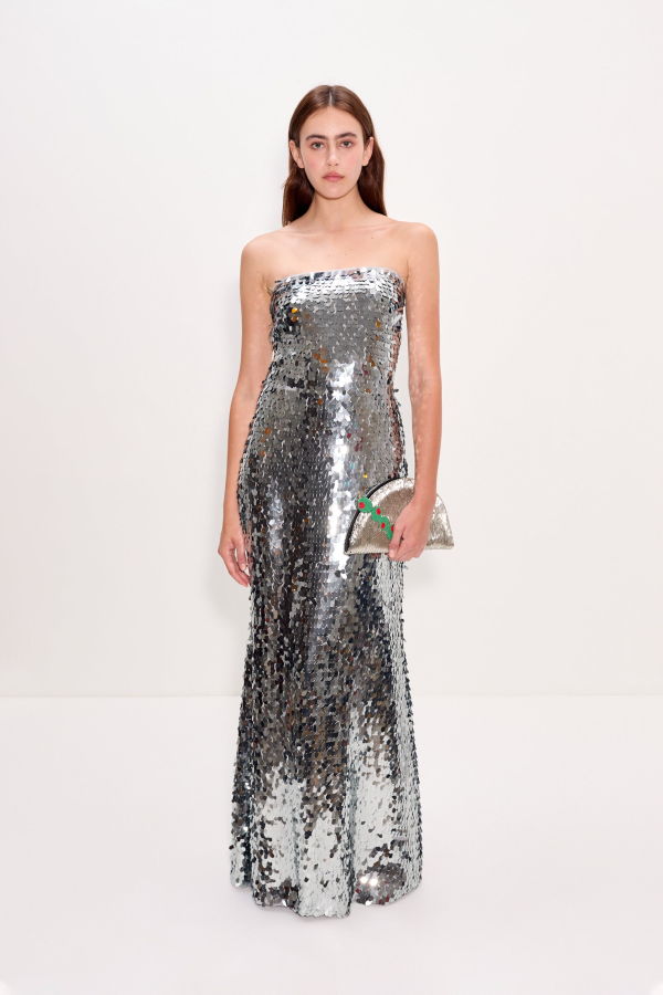 Simon Miller Sculpty Strapless Sequin Dress - Satellite Silver