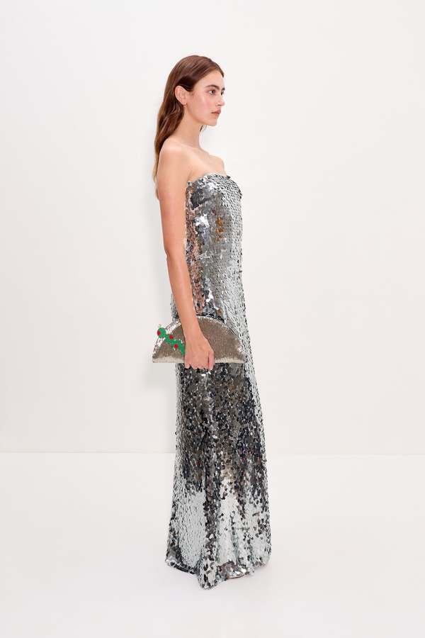 Simon Miller Sculpty Strapless Sequin Dress - Satellite Silver | Garmentory