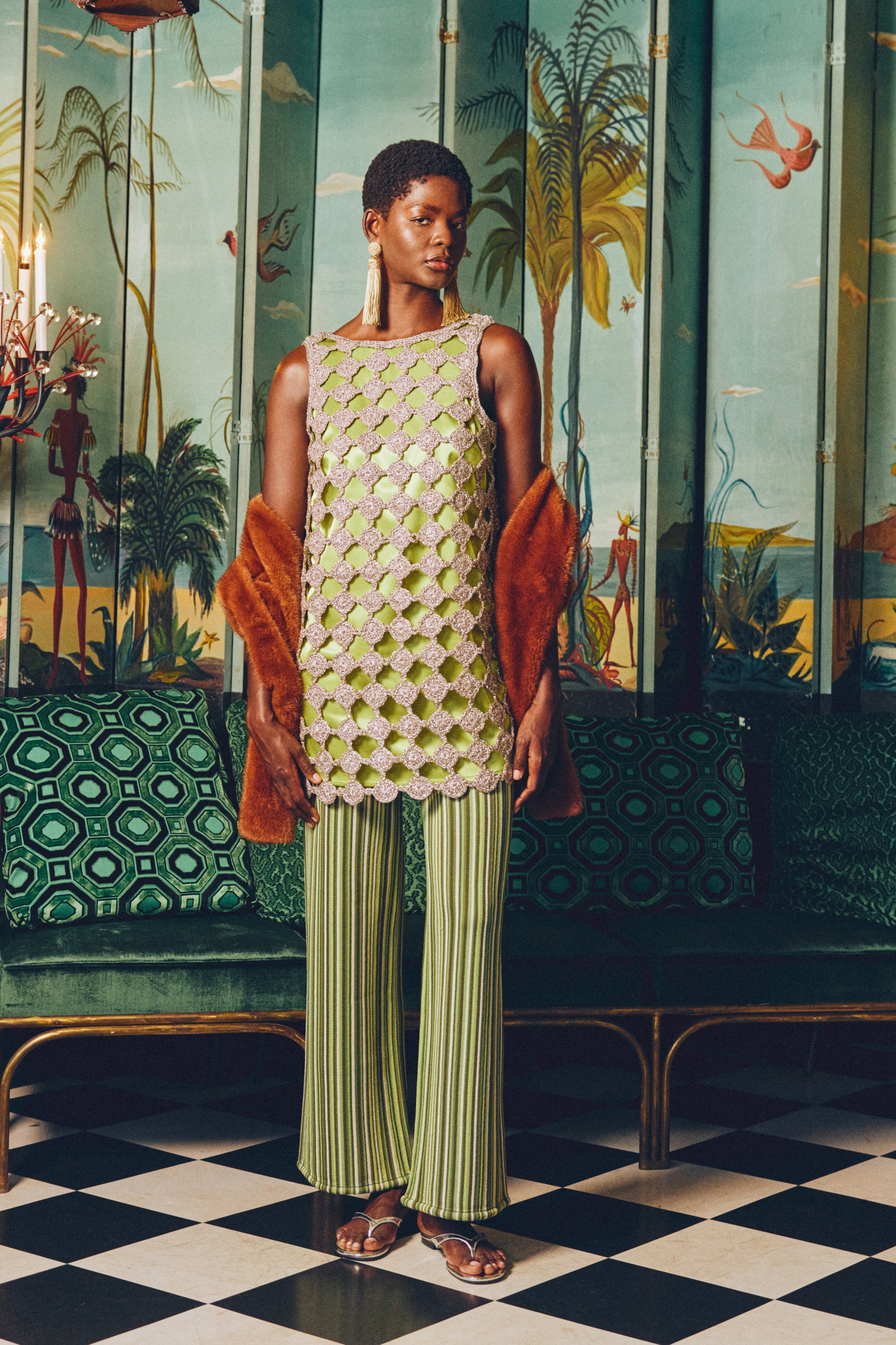 Simon Miller Sina Crochet Mini Dress - Moss/Satellite Silver