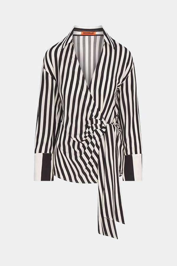 Simon Miller Vietta Crepe Top - Black/White Stripe