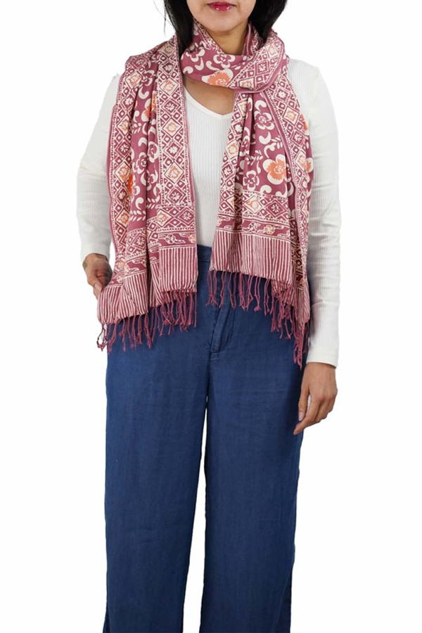 Kasih Coop Handmade Batik Scarf - Pink/Purple/Peach