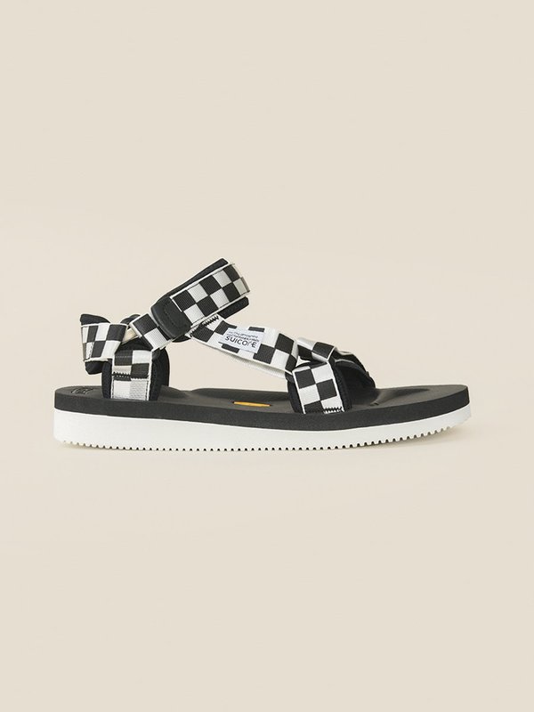 Suicoke Black White Checkered Straps Vibram Sole Sandals Men’s Sz 8 Women’s 10 black-rubber-suicoke-sandals-  main image 2