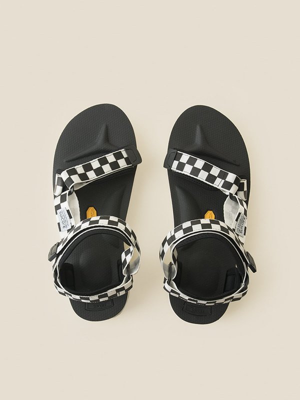 Suicoke Black White Checkered Straps Vibram Sole Sandals Men’s Sz 8 Women’s 10 black-rubber-suicoke-sandals-  main image 4
