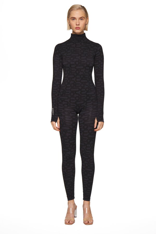 MONOSUIT Black Turtleneck Long Sleeve Full Seamless ECO Bodysuit - Black