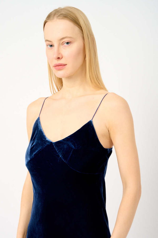 Asceno Alberta Velvet Dress - Midnight Blue