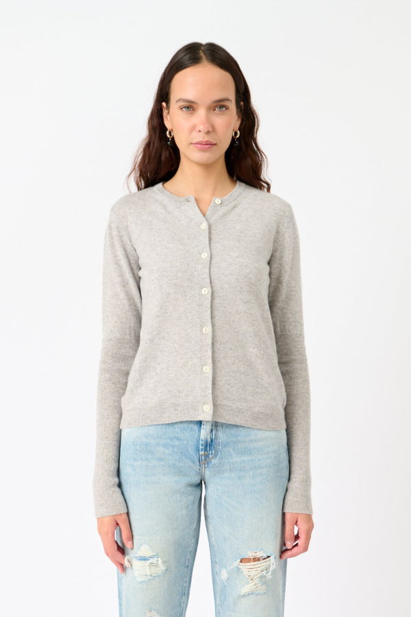 Bite Studios Cashmere Rib Knit Cardigan - Grey Melange