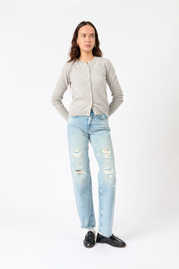 Bite Studios Cashmere Rib Knit Cardigan - Grey Melange