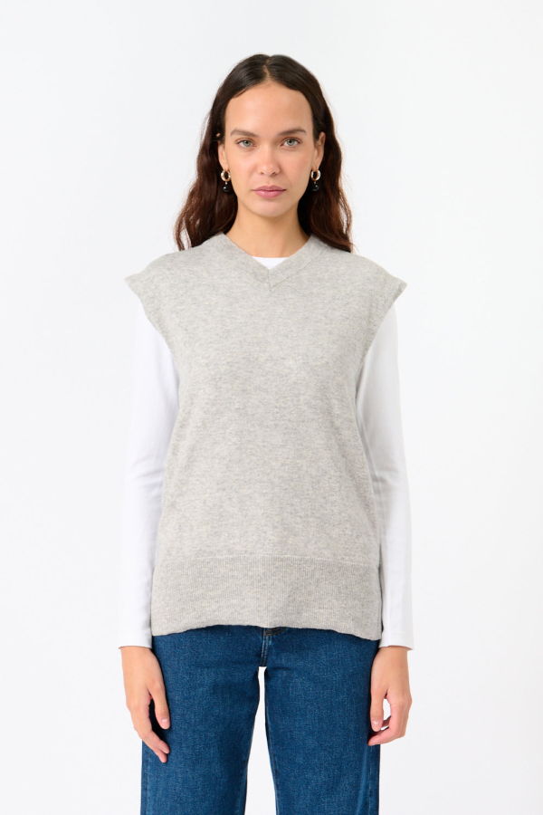 Bite Studios Cashmere Vest - Grey Melange