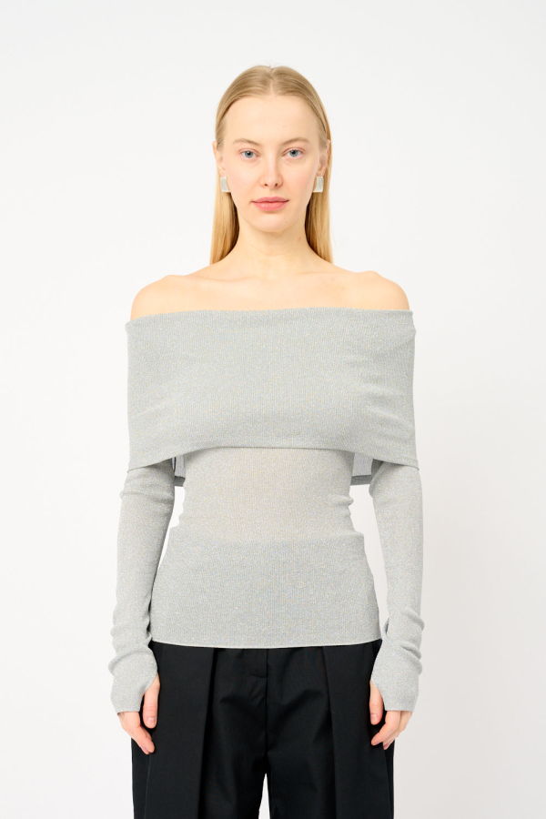 Galvan Corte Off-Shoulder Top - Silver