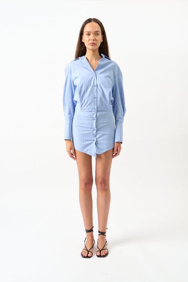 The Attico Cotton Shirt Dress - Dusty Blue