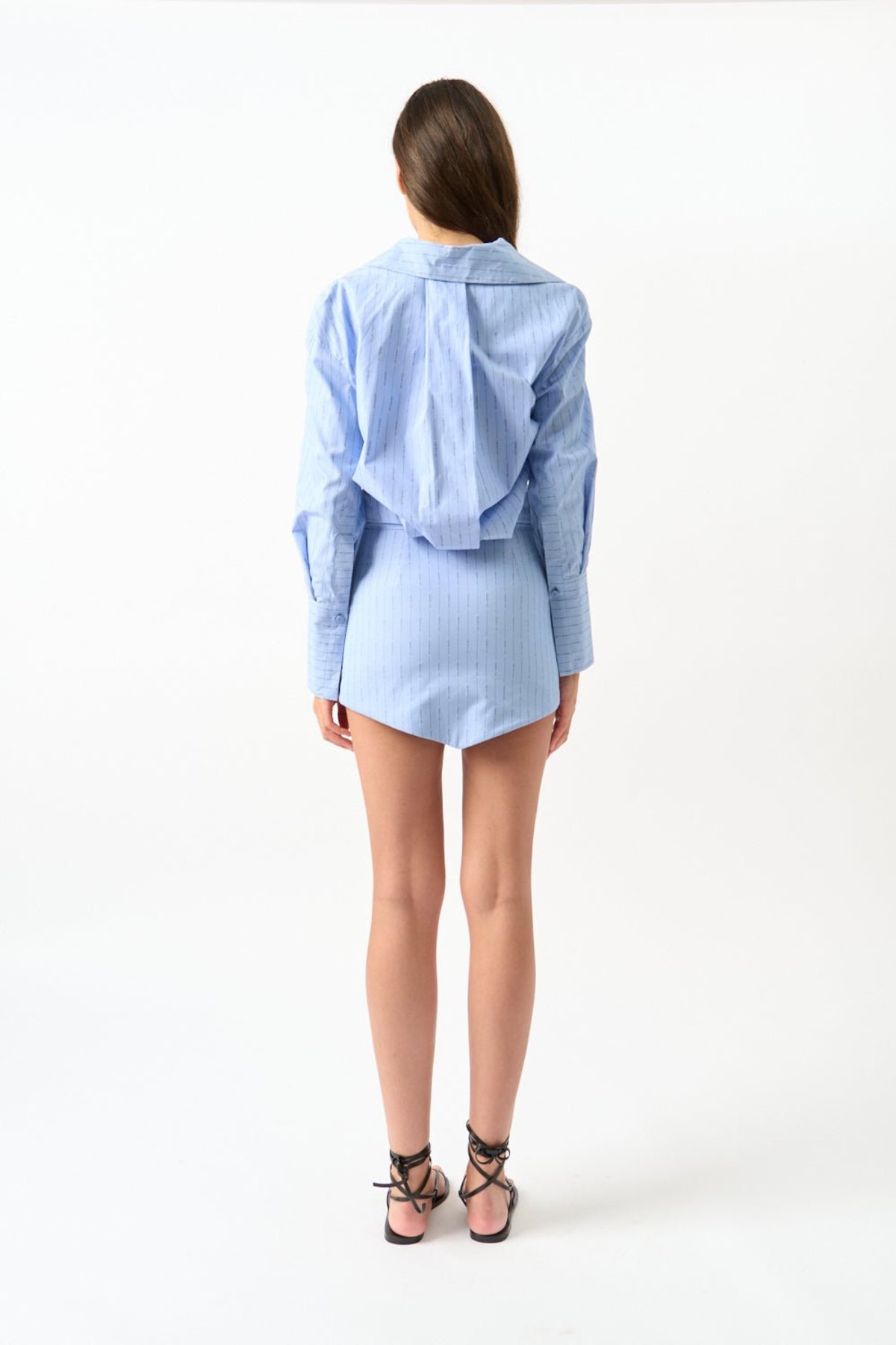 The Attico Cotton Shirt Dress - Dusty Blue - Image 4 of 5