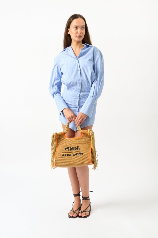 The Attico Cotton Shirt Dress - Dusty Blue