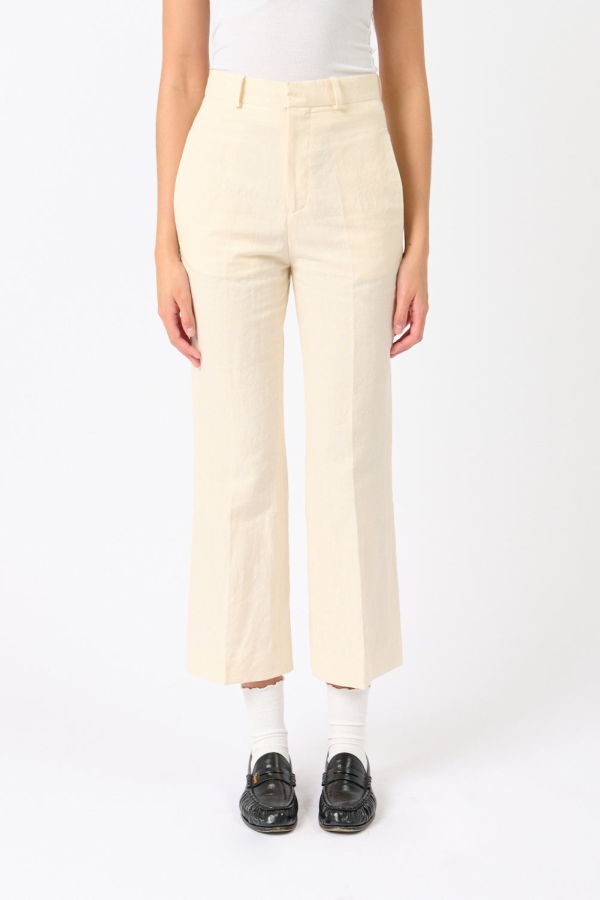 Bite Studios Credo Organic Cotton and Linen Cropped Trousers - Ecru