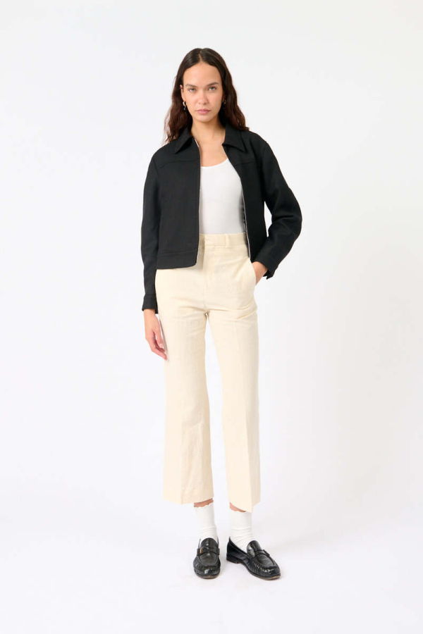 Bite Studios Credo Organic Cotton and Linen Cropped Trousers - Ecru
