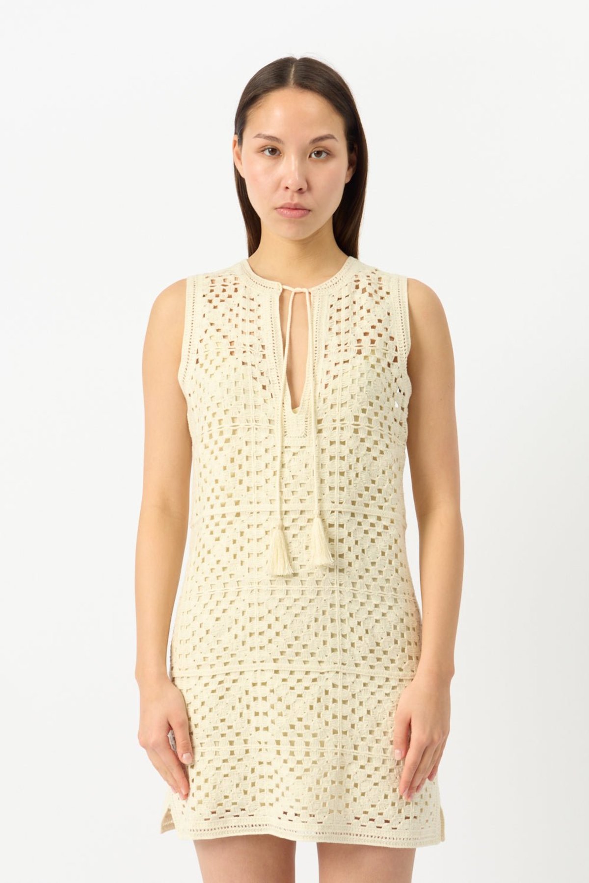 Frame Crochet Tassel Popover Dress - Image 1 of 4
